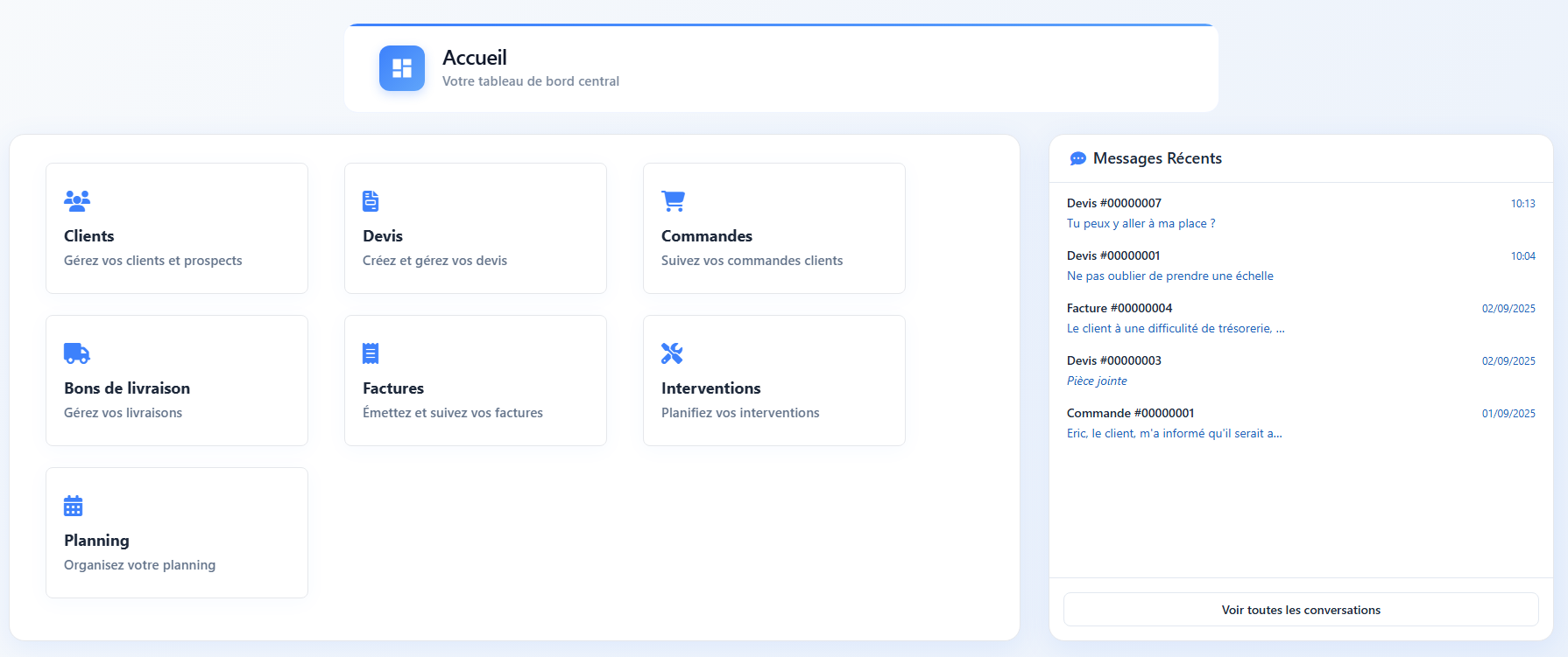 Détail d'une conversation associée à une facture dans FolloYou